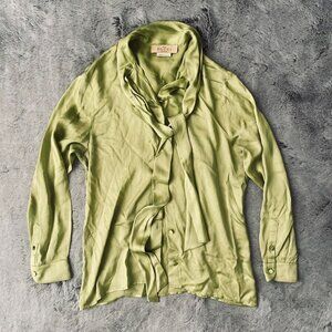GUCCI Green Tie Front Blouse